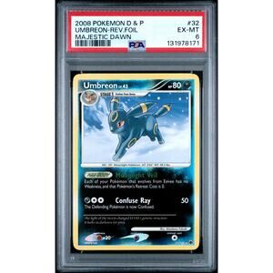 PSA 6 EX-MT Umbreon 32/100 Pokémon Diamond & Pearl Majestic Dawn Reverse Holo